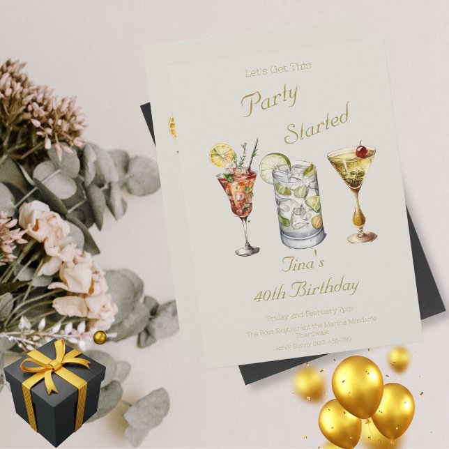 Låt oss Hämta den här Party-startade Vuxen 40:e fö Inbjudningar (Let's Get This Party Started)