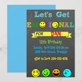 Låt oss Hämta Emojinal, Emoji Boy Birthday-inbjuda Inbjudningar