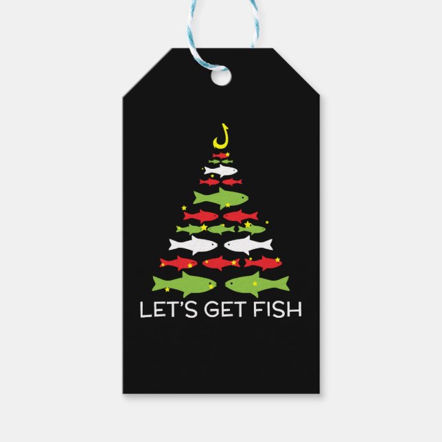 Låt oss Hämta fiskjuldesign till 25 december Presentetikett (Framsidan)