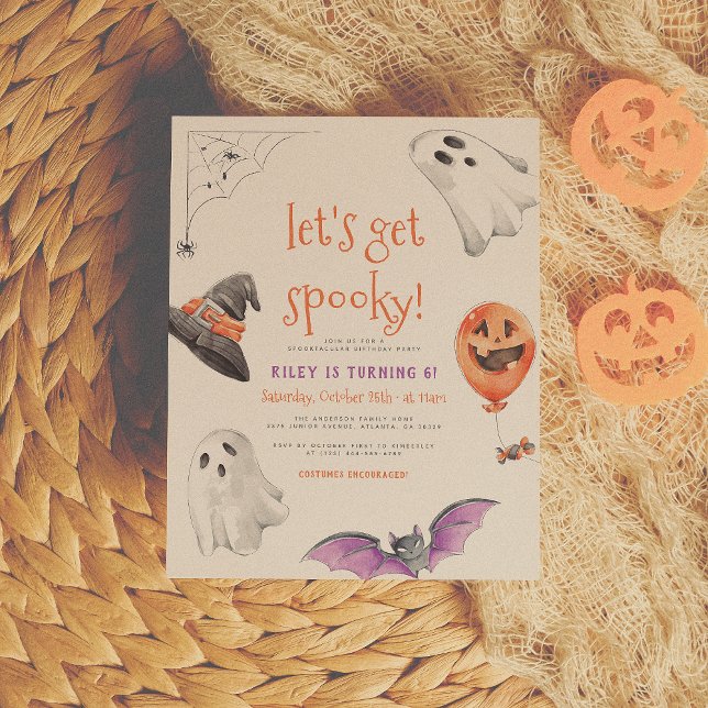 Låt oss Hämta Födelsedagsfest för Spooky Ghost Hal Vykort (Skapare uppladdad)