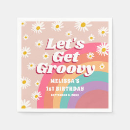 Låt oss Hämta Groovy Daisy Rainbow Retro Birthday Pappersservett
