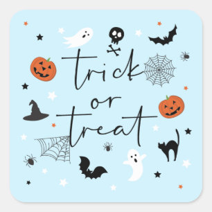 Låt oss hämta Halloween fest Blue Fyrkantigt Klistermärke