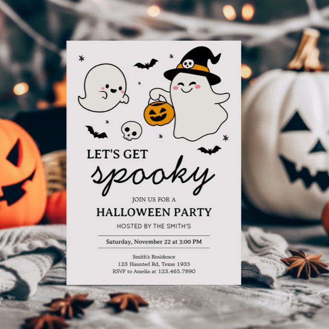Låt oss Hämta Halloween fest Inbjudningar (Let's Get Spooky Halloween Party Invitation)
