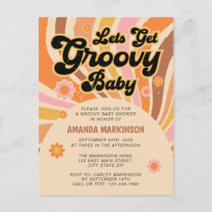 Låt oss Hämta inbjudan för Groovy Retro Baby Showe