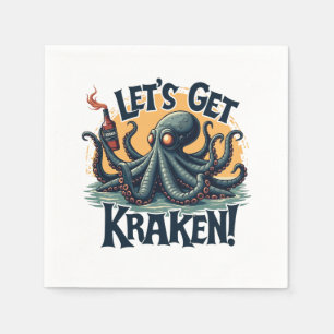 Låt oss Hämta Kraken Funny Rum-drickande av bläckf Pappersservett