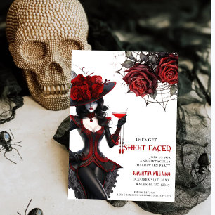 Låt oss Hämta Lakan-vänd Blommigt Vuxen Halloween Inbjudningar