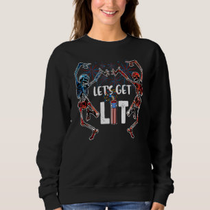 Låt oss Hämta Lit American Skeleton Fireworks 4:e T Shirt
