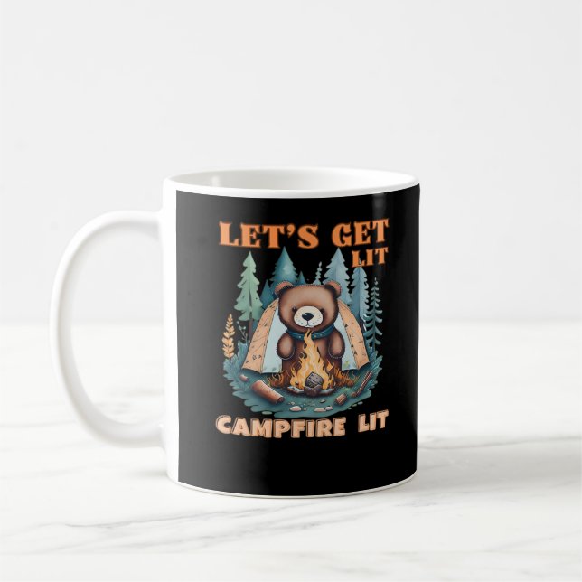 Låt oss Hämta Lit. Campfire Lit. Tält Camping Clas Kaffemugg (Vänster)