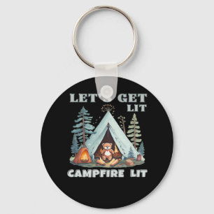 Låt oss Hämta Lit. Campfire Lit. Vibe Camping Clas Nyckelring