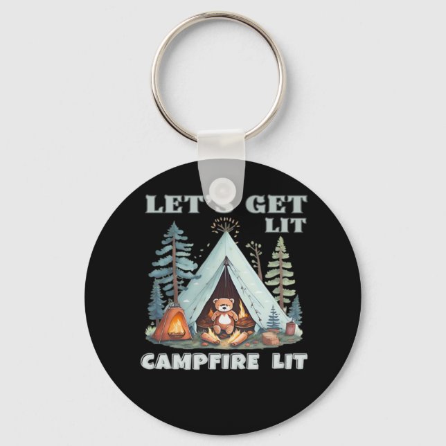 Låt oss Hämta Lit. Campfire Lit. Vibe Camping Clas Nyckelring (Framsida)