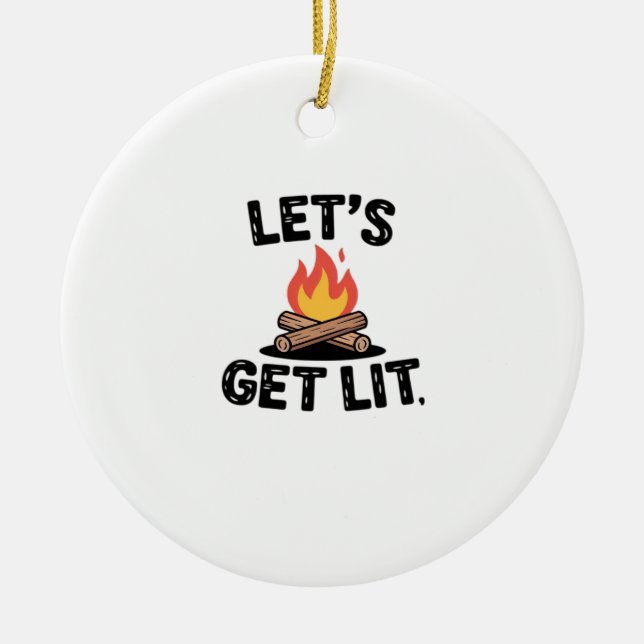 Låt oss Hämta lit - Campfire Vibes - Camping Ävent Julgransprydnad Keramik (Framsidan)