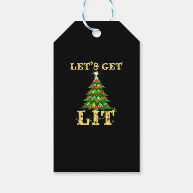 Låt oss Hämta Lit Drinking-kul jul Presentetikett (Framsidan)