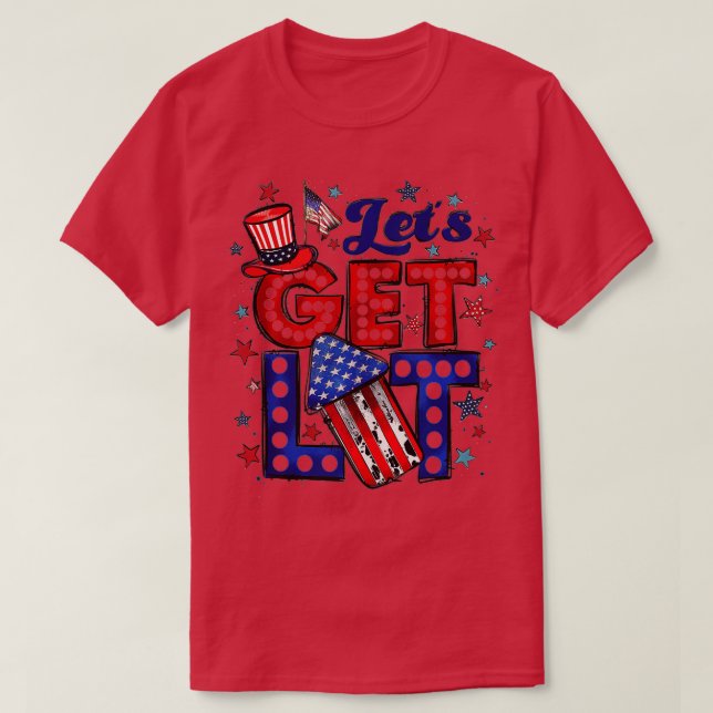Låt oss Hämta Lit Fireworks American Patriotic 4 O T Shirt (Design framsida)