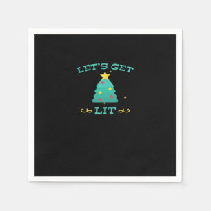 Låt oss Hämta Lit Funny Drunk Drinking Julgran Pappersservett