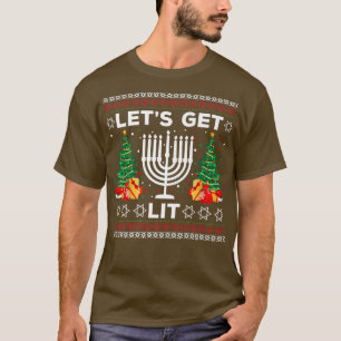 Låt oss Hämta Lit Funny Hanukkah Menorah Jewish Ho T Shirt