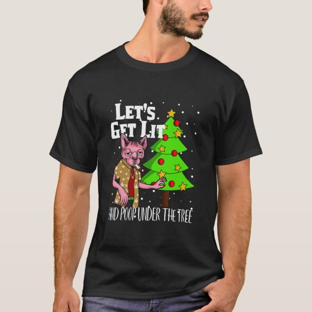 Låt oss Hämta Lit Funny jul Pajamas Stoner T Shirt (Framsida)