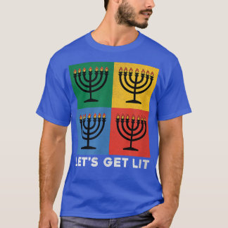 Låt oss Hämta Lit Hanukkah Menorah Funny Helgdag T Shirt
