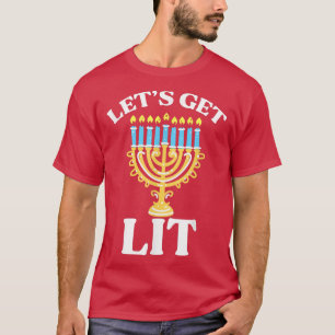 Låt oss Hämta Lit Hanukkah Shirt Jew Menorah Jewis T