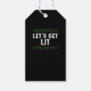Låt oss Hämta Lit Pajamas Funny Cute Ljus jul Presentetikett