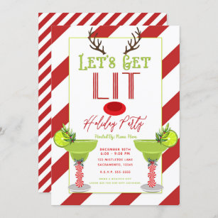 Låt oss Hämta Lit Reindeer Helgdag Cocktail Party Inbjudningar