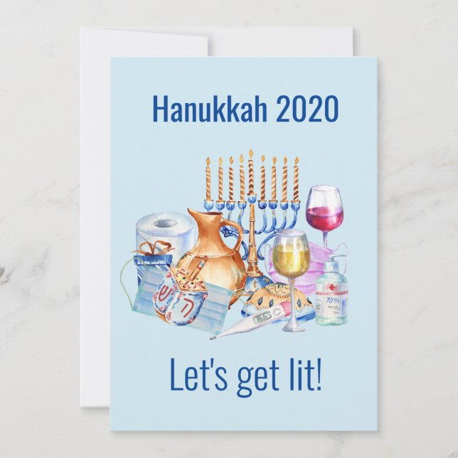 Låt oss Hämta Lit Vin Älskare Hanukkah 2020 Julkort (Framsida)
