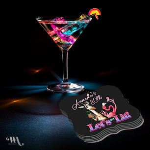 Låt oss Hämta Lit Vuxen Neon Cocktail Birthday Underlägg Papper