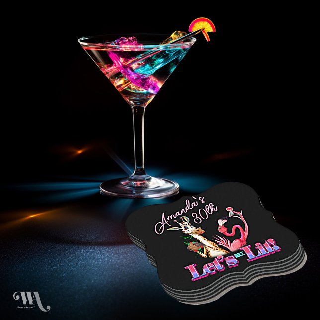Låt oss Hämta Lit Vuxen Neon Cocktail Birthday Underlägg Papper (Skapare uppladdad)