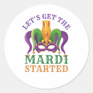 Låt oss Hämta Mardi Started Mardi Gras Party Runt Klistermärke