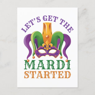 Låt oss Hämta Mardi Started Mardi Gras Party Vykort