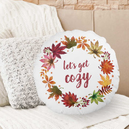 Låt oss Hämta Mysigt Höst löv höstskörd Rund Kudde