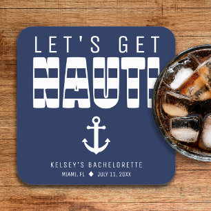 Låt oss Hämta Nauti Blue Bachelorette Party Underlägg Papper Kvadrat