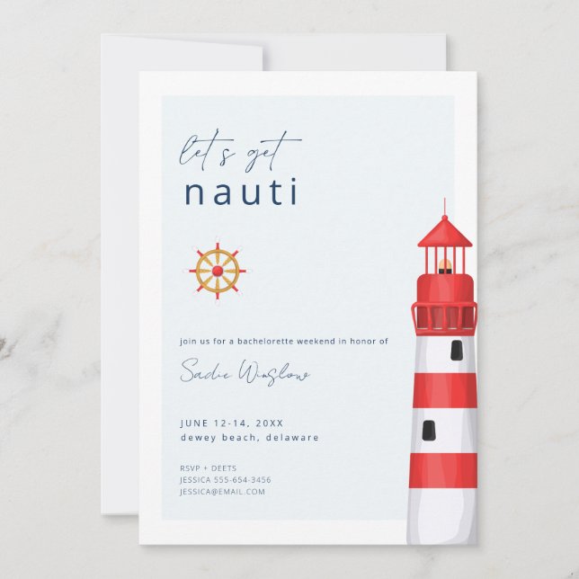 Låt oss Hämta Nauti Nautical Bachelorette Party In Inbjudningar (Framsida)