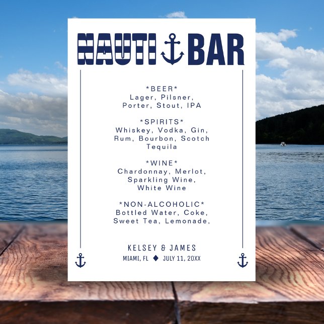 Låt oss Hämta Nauti Nautical Bröllop Pub Drinks Meny (Let's Get Nauti Nautical Wedding Bar Drinks Menu
)