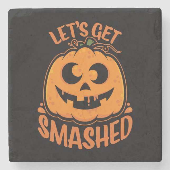 Låt oss Hämta nedsänkt tipsy Halloween Jack-O’-Lan Stenunderlägg (Framsidan)