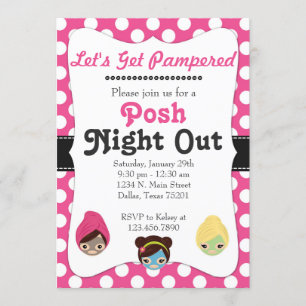 Låt oss Hämta Pampered Rosa Posh Party-inbjudan Inbjudningar