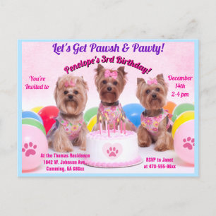 Låt oss Hämta Pawsh & Party Birthday-Personlig Inbjudan Vykort