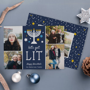 Låt oss Hämta plats Funny Hanukkah Photo Collage Julkort