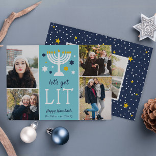 Låt oss Hämta plats Funny Hanukkah Photo Collage Julkort