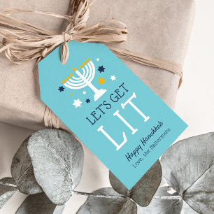 Låt oss Hämta plats Funny Hanukkah Presentetikett
