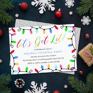 Låt oss Hämta plats   Jul Helgdag Cocktail Party Inbjudningar