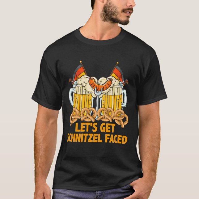 Låt oss Hämta Schnitzel Faced-Oktoberfest tyska T Shirt (Framsida)