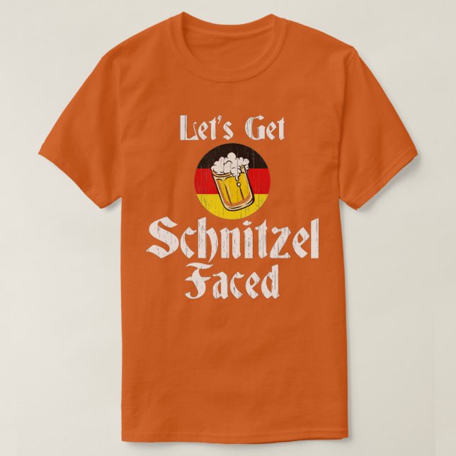 Låt oss Hämta Schnitzel-vänd tysk öl-Oktoberfest T Shirt (Design framsida)
