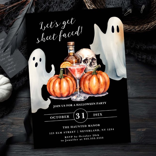 Låt oss Hämta SheetFaced Ghost Pumpkin Halloween f Inbjudningar (Skapare uppladdad)