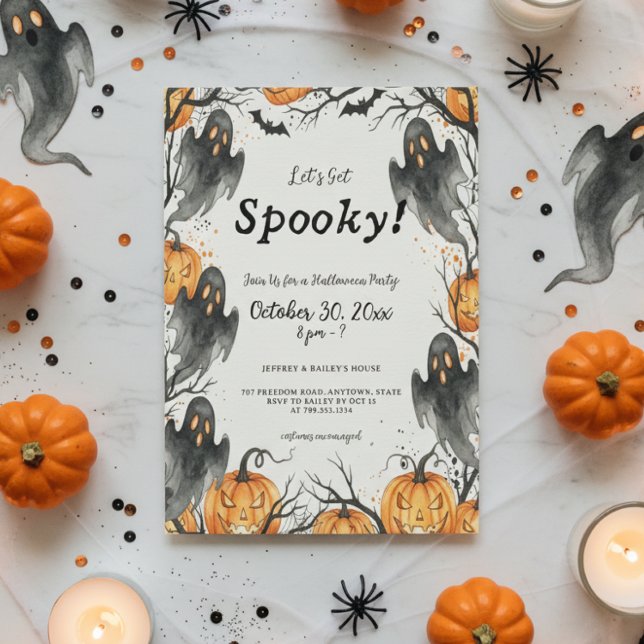 Låt oss Hämta Spöken och Pumpkins Halloween fest Inbjudningar (Skapare uppladdad)