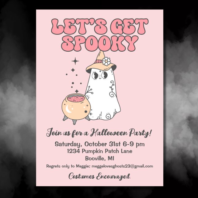Låt oss Hämta Spooky Cute Groovy Halloween fest Inbjudningar (Skapare uppladdad)