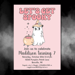 Låt oss Hämta Spooky Cute Groovy Halloween-födelse Inbjudningar