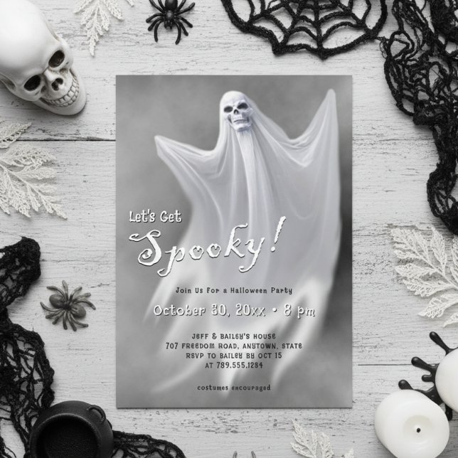 Låt oss Hämta Spooky Ghost Halloween fest Inbjudningar (Skapare uppladdad)