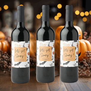 Låt oss hämta Spooky   HALLOWEEN FEST   Vinflaska Etikett