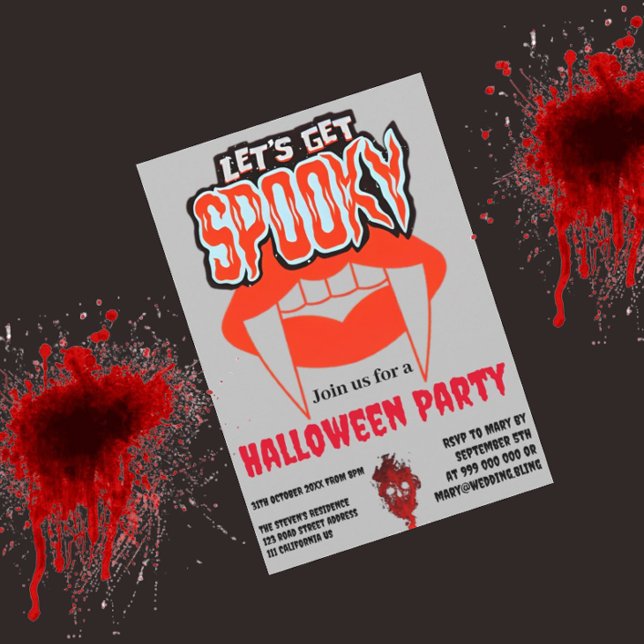 Låt oss Hämta Spooky Vampire Fang Halloween-inbjud Inbjudningar (Skapare uppladdad)