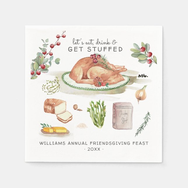 Låt oss Hämta stoppad | Thanksgiving Friendsgiving Pappersservett (Framsidan)